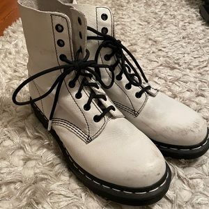 Dr. Marten white lace up boot